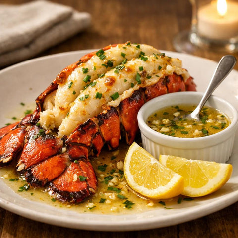 Florida lobster enhanced with rich garlic butter.